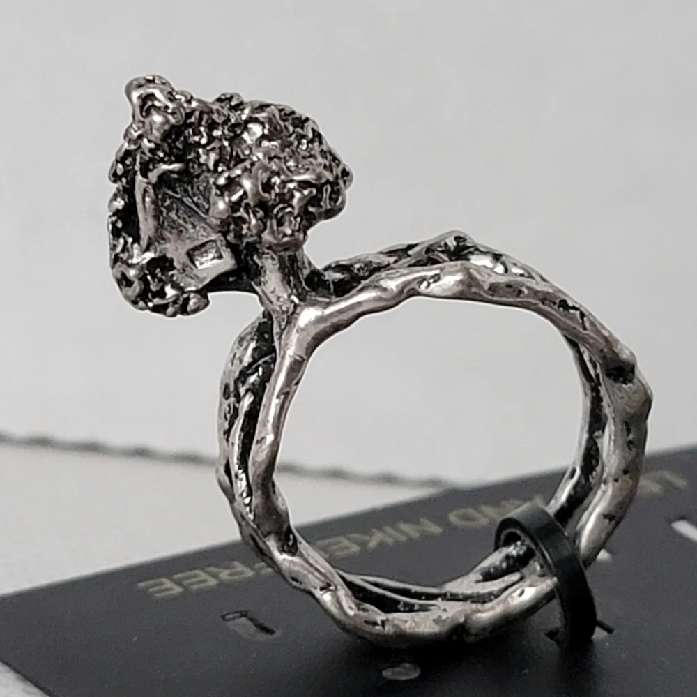 Tree House Statement Ring Silver Tone